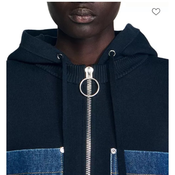 Sandro Mixed Media Hoodie Jacket NWT - Picture 4 of 4